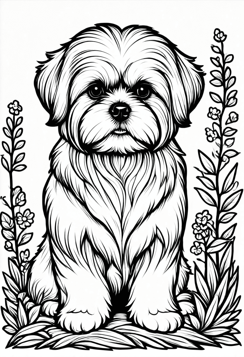 Adorable Puppy Portrait — free printable coloring page to download and print