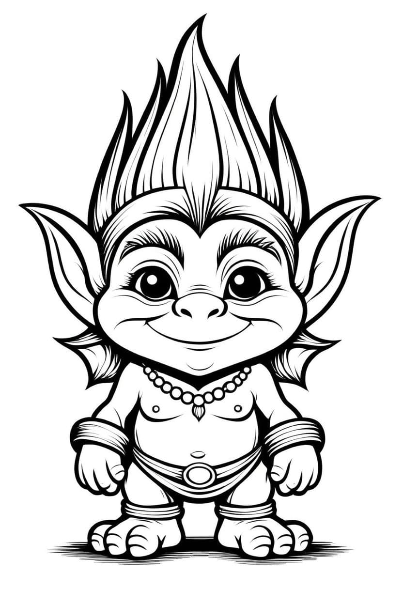 Adorable Troll Sheet — free printable coloring page to download and print