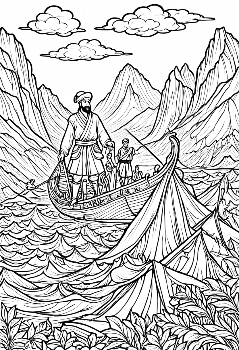 Adventure in the Mountains — free printable coloring page to download and print
