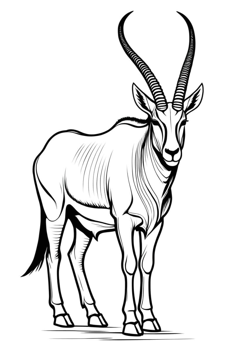 African Antelope — free printable coloring page to download and print