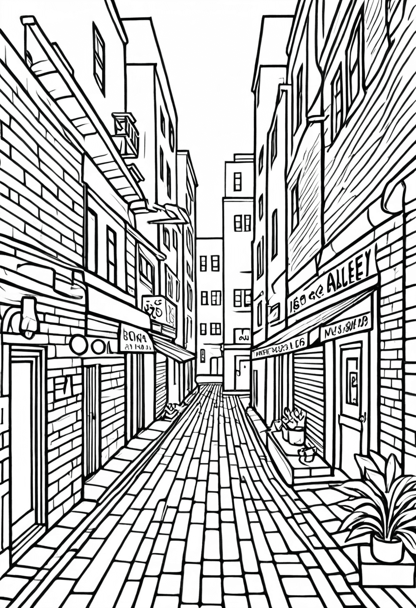 Alleyway Escapes — free printable coloring page to download and print