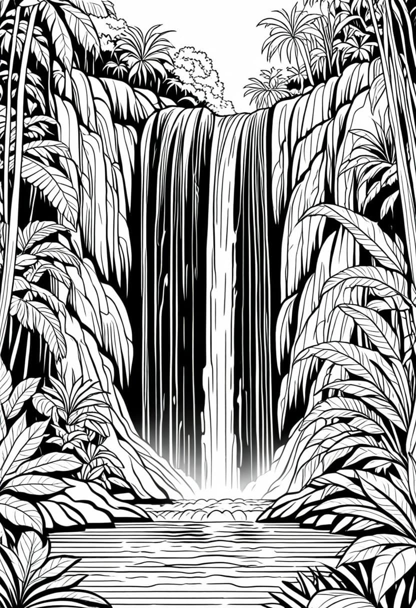 Amazon Falls Adventure — free printable coloring page to download and print