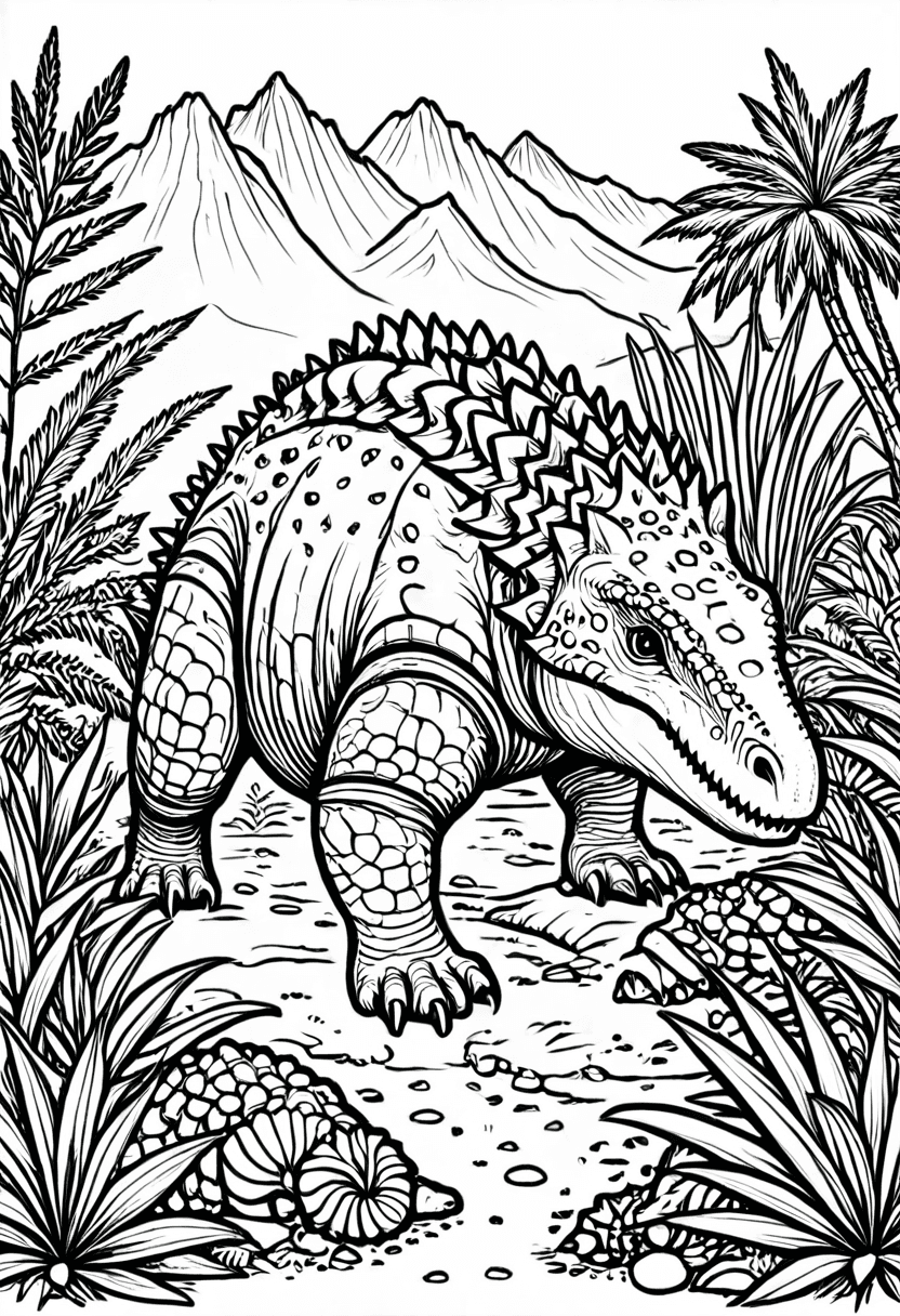 Ancient Dilophosaurus — free printable coloring page to download and print