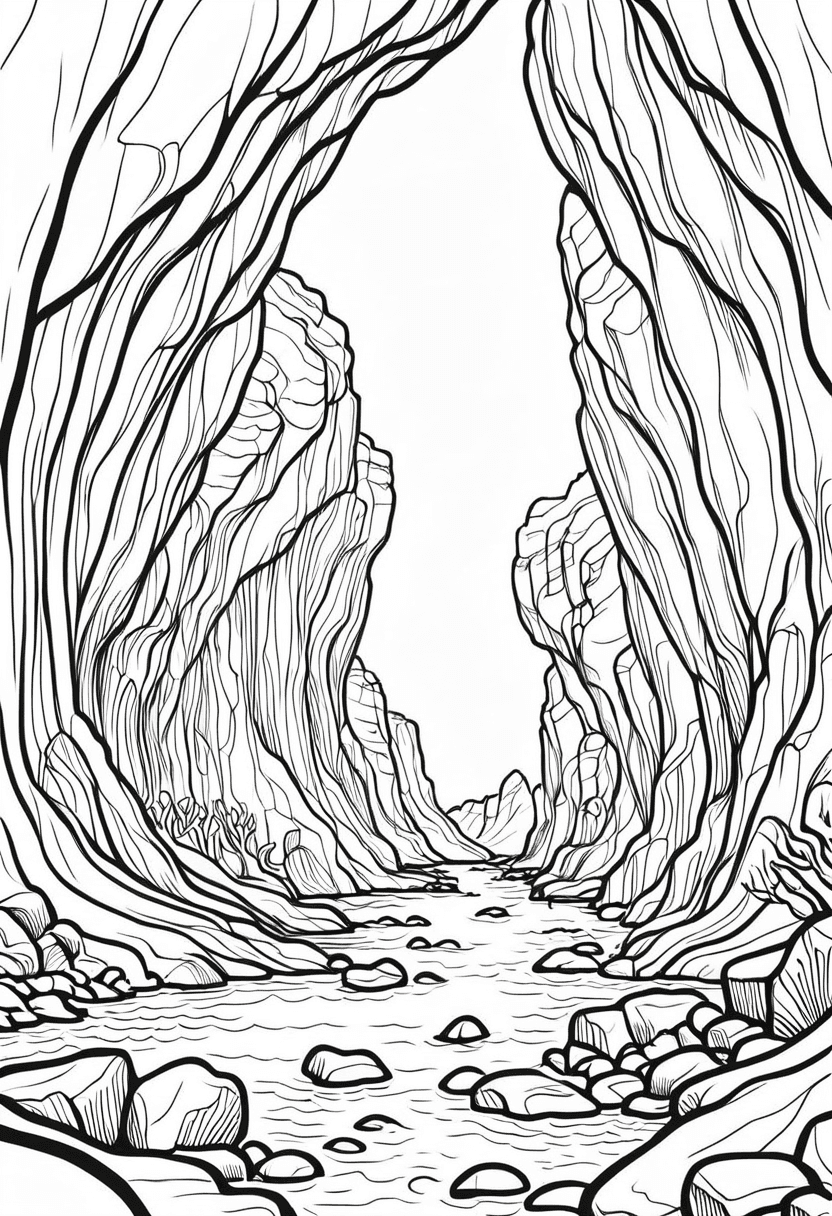 Ancient Canyon Expedition — free printable coloring page to download and print