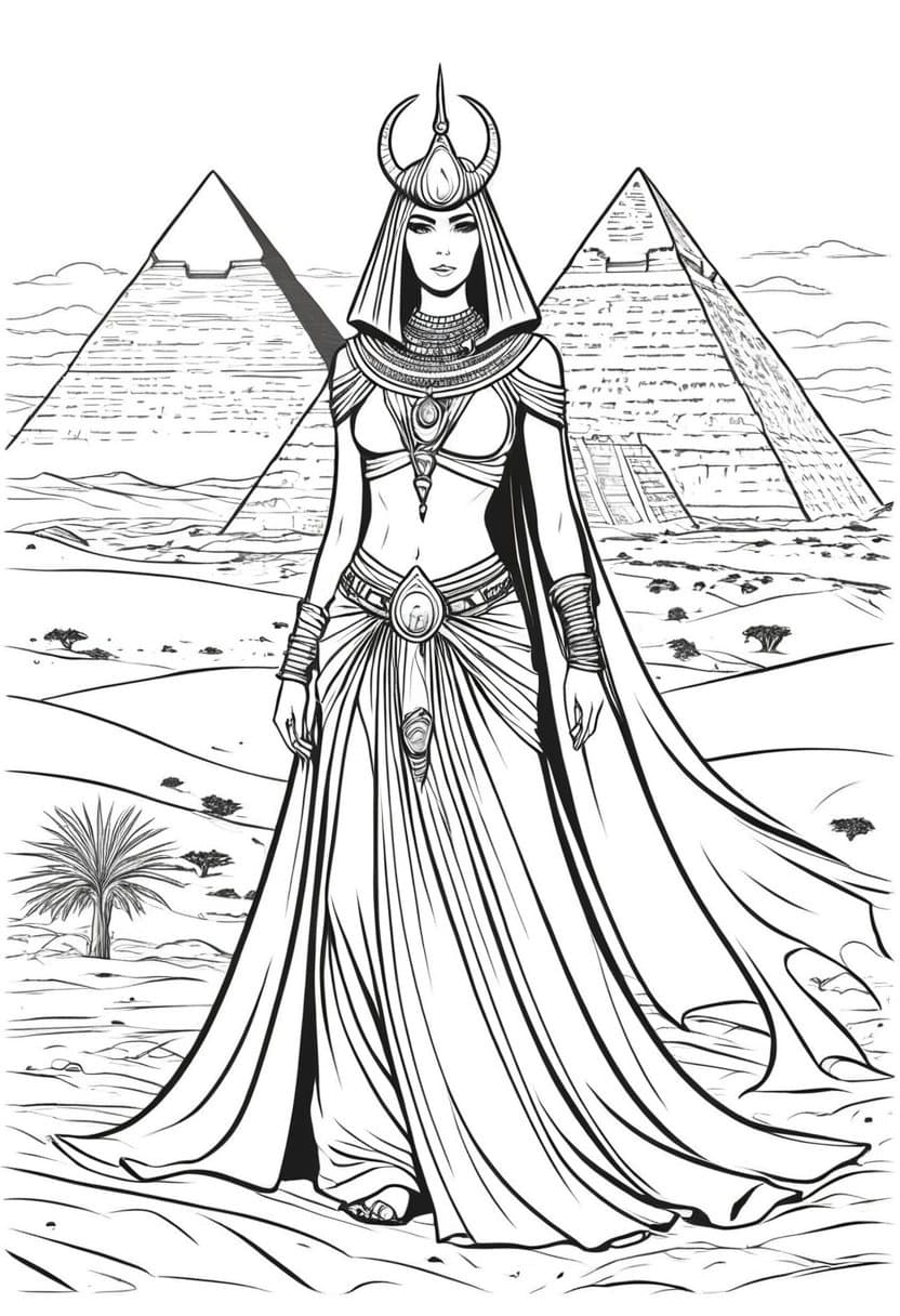 Ancient Egyptian Princess — free printable coloring page to download and print