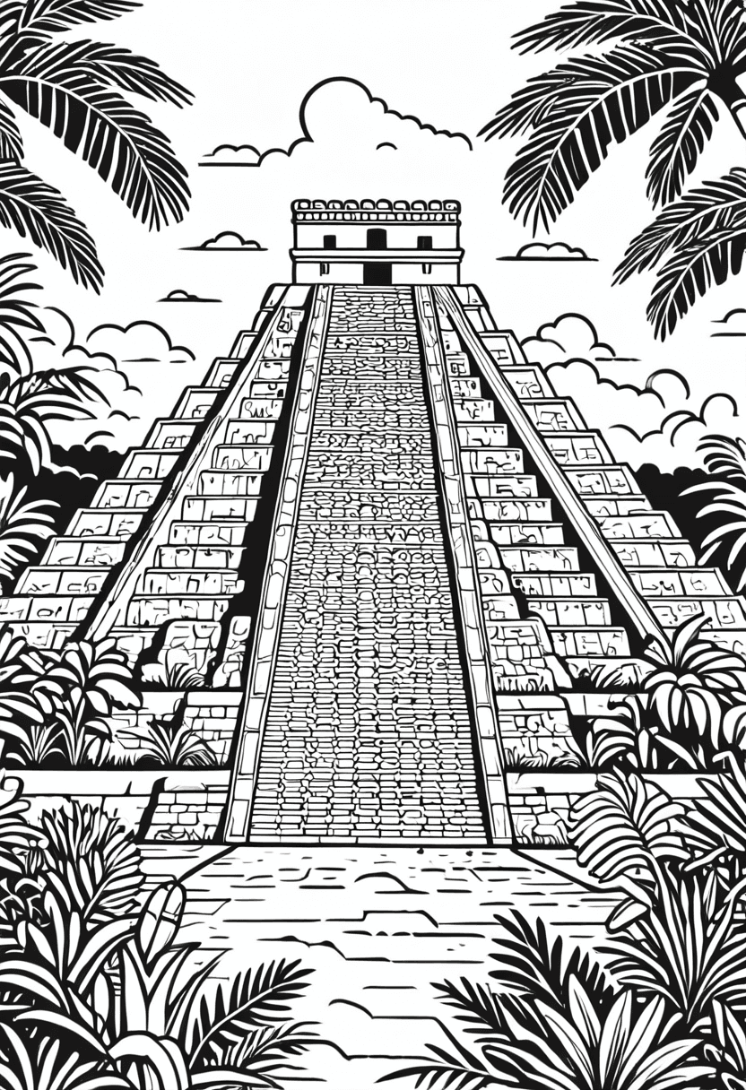 Ancient Temple Adventure — free printable coloring page to download and print
