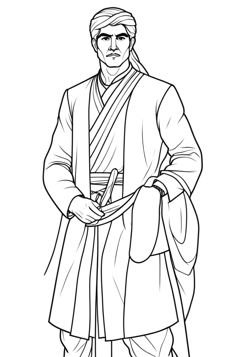Ancient Warrior Portrait — free printable coloring page to download and print