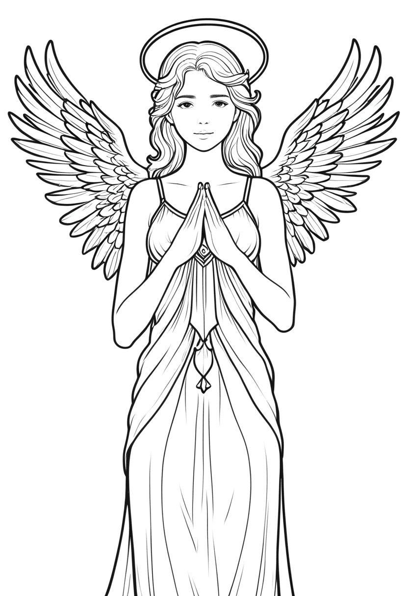 Angelic Serenity — free printable coloring page to download and print