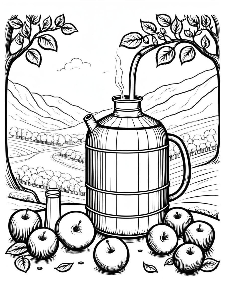 Apple Cider Making Kit — free printable coloring page to download and print