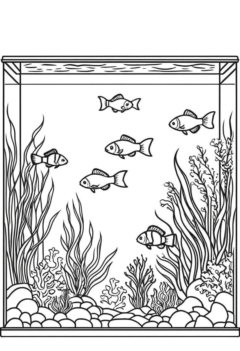 Aquarium Adventure — free printable coloring page to download and print