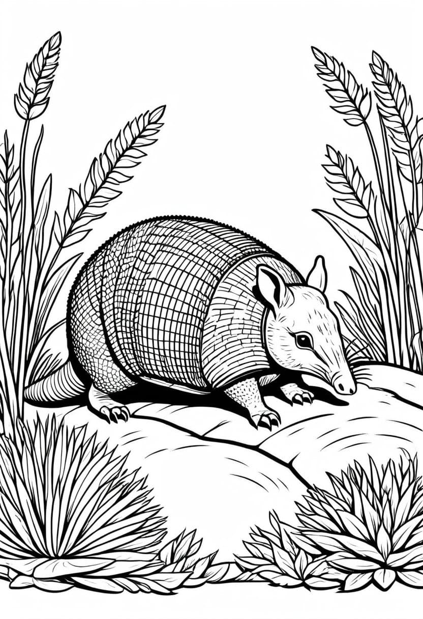 Armadillo Adventure — free printable coloring page to download and print