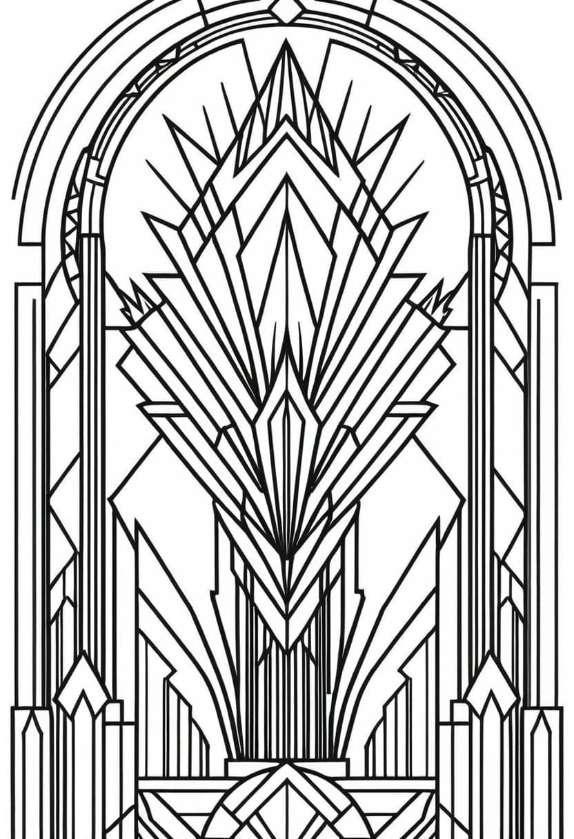 Art Deco Crystal Enchantment — free printable coloring page to download and print