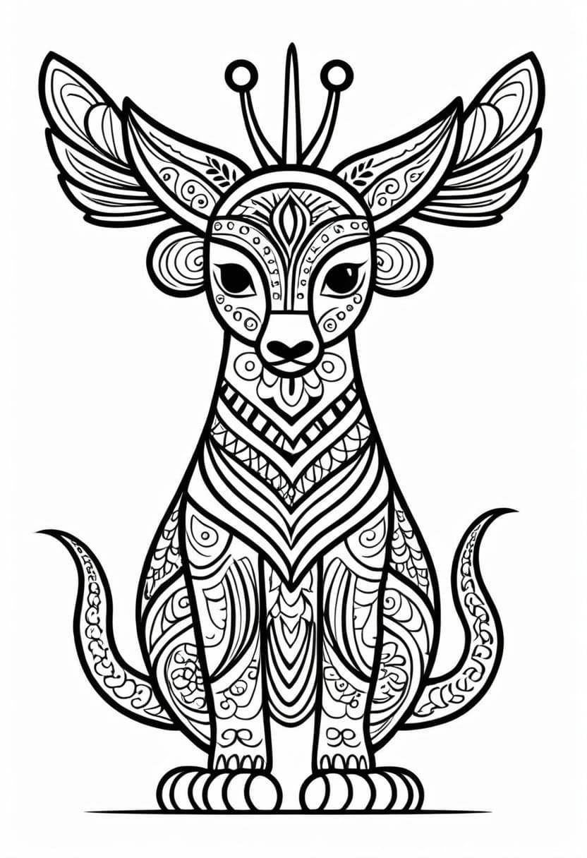 Artistic Feline — free printable coloring page to download and print