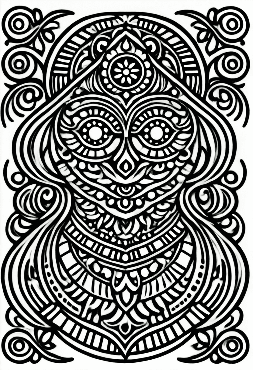Artistic Owl Design — free printable coloring page to download and print