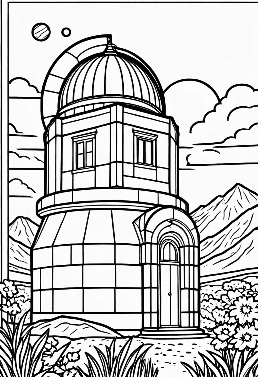 Astronomy Observatory — free printable coloring page to download and print