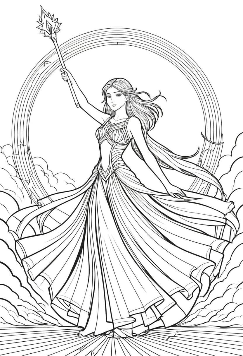 Aurora Weavers Dream — free printable coloring page to download and print