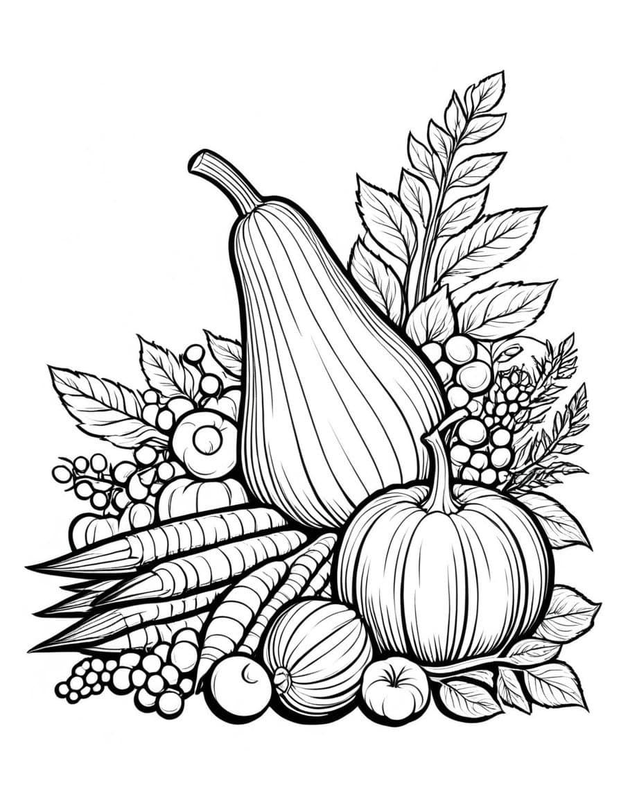 Autumn Harvest — free printable coloring page to download and print