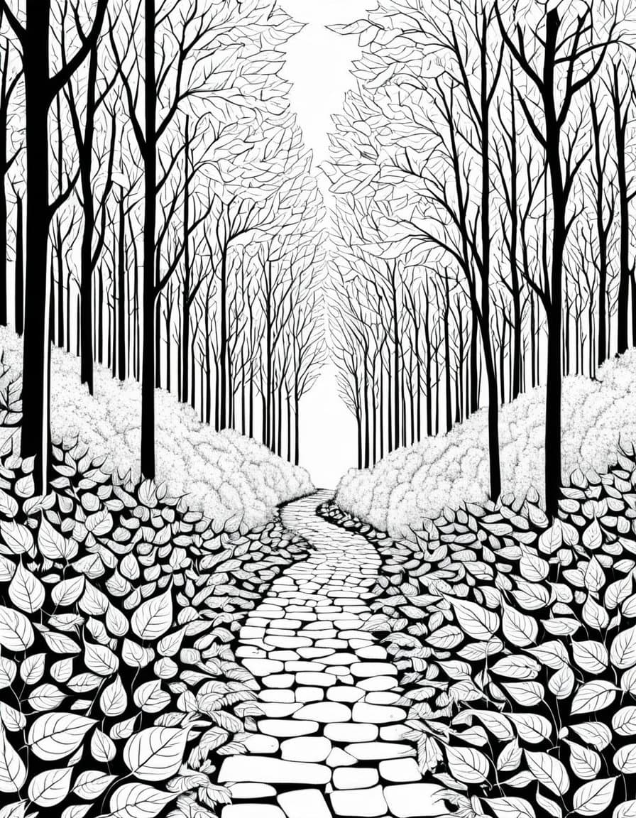 Autumn Path — free printable coloring page to download and print