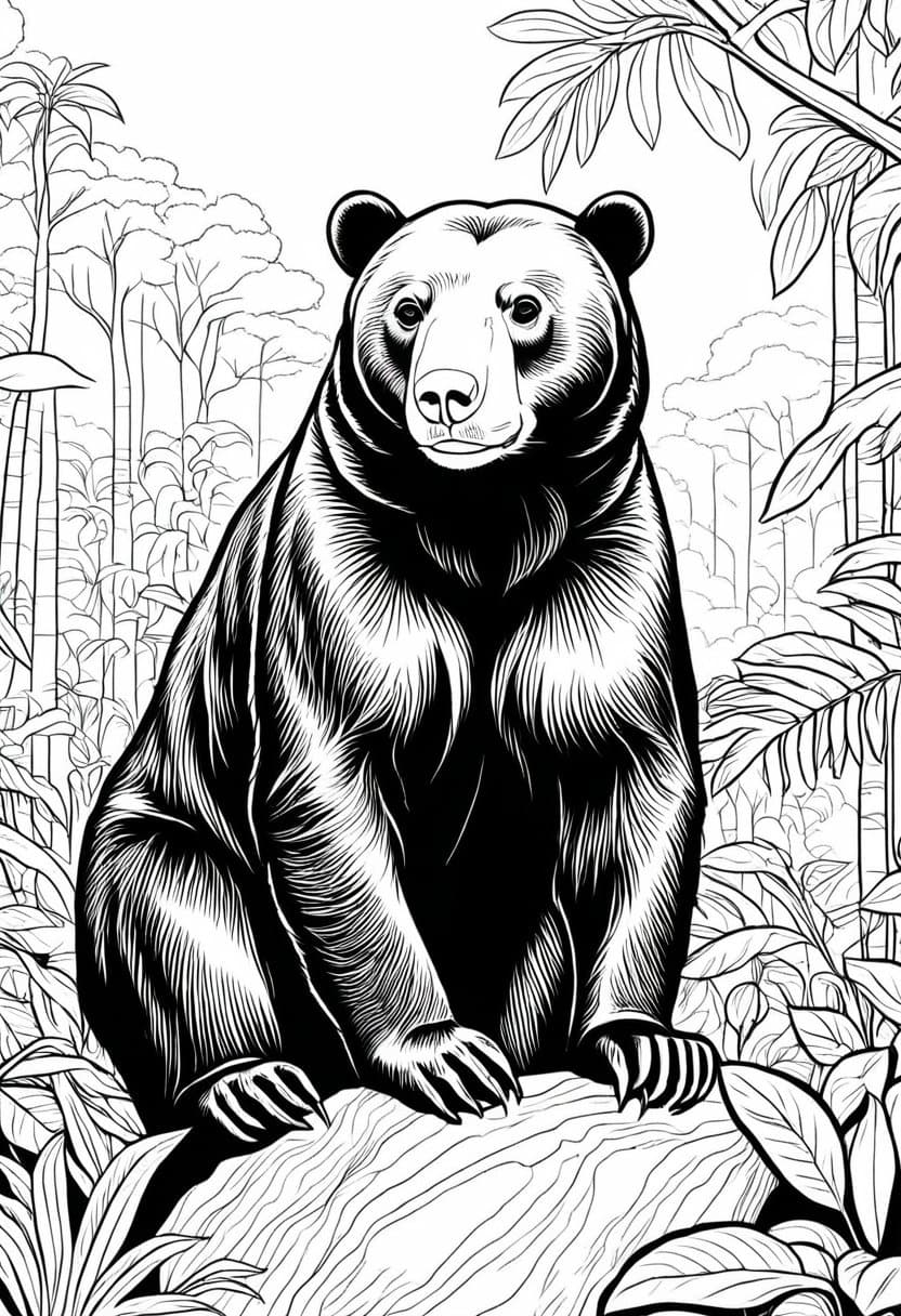 Bear of the Wild — free printable coloring page to download and print