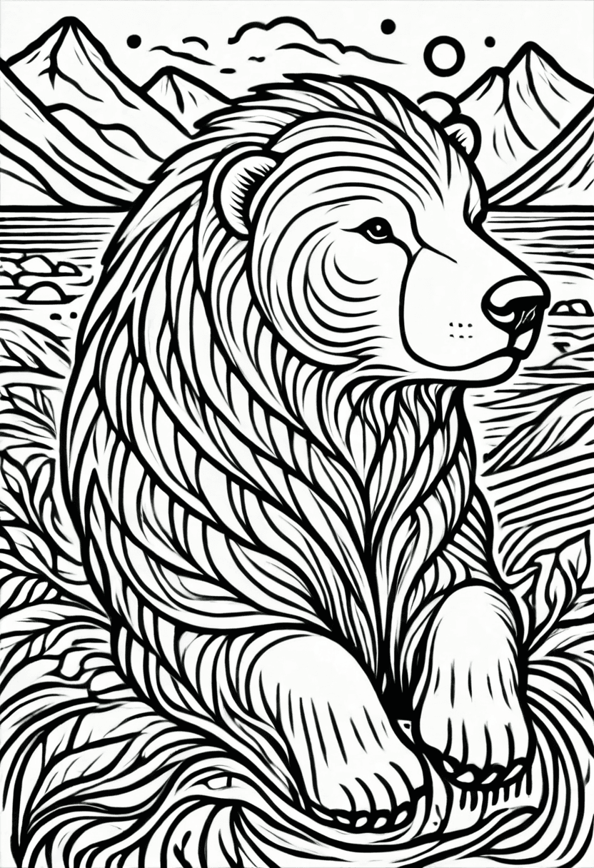 Bear of the Wilderness — free printable coloring page to download and print
