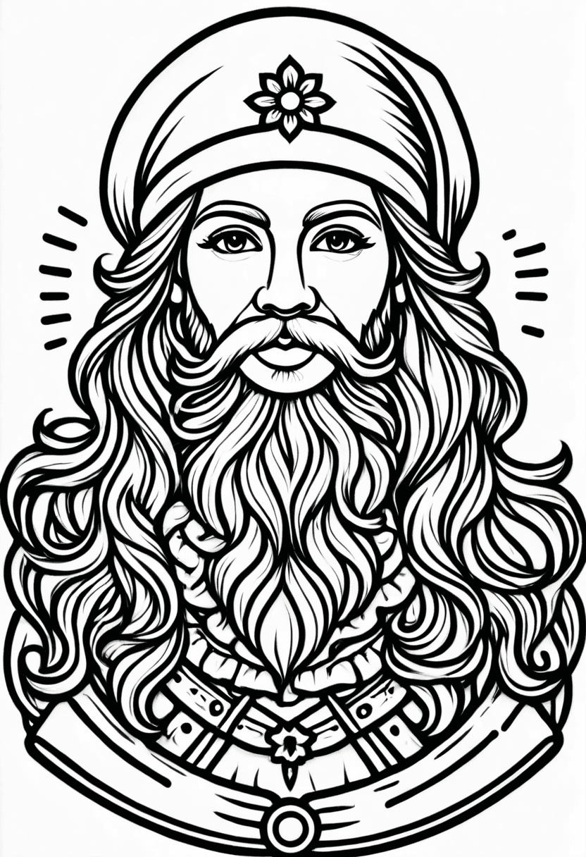 Bearded Guru — free printable coloring page to download and print