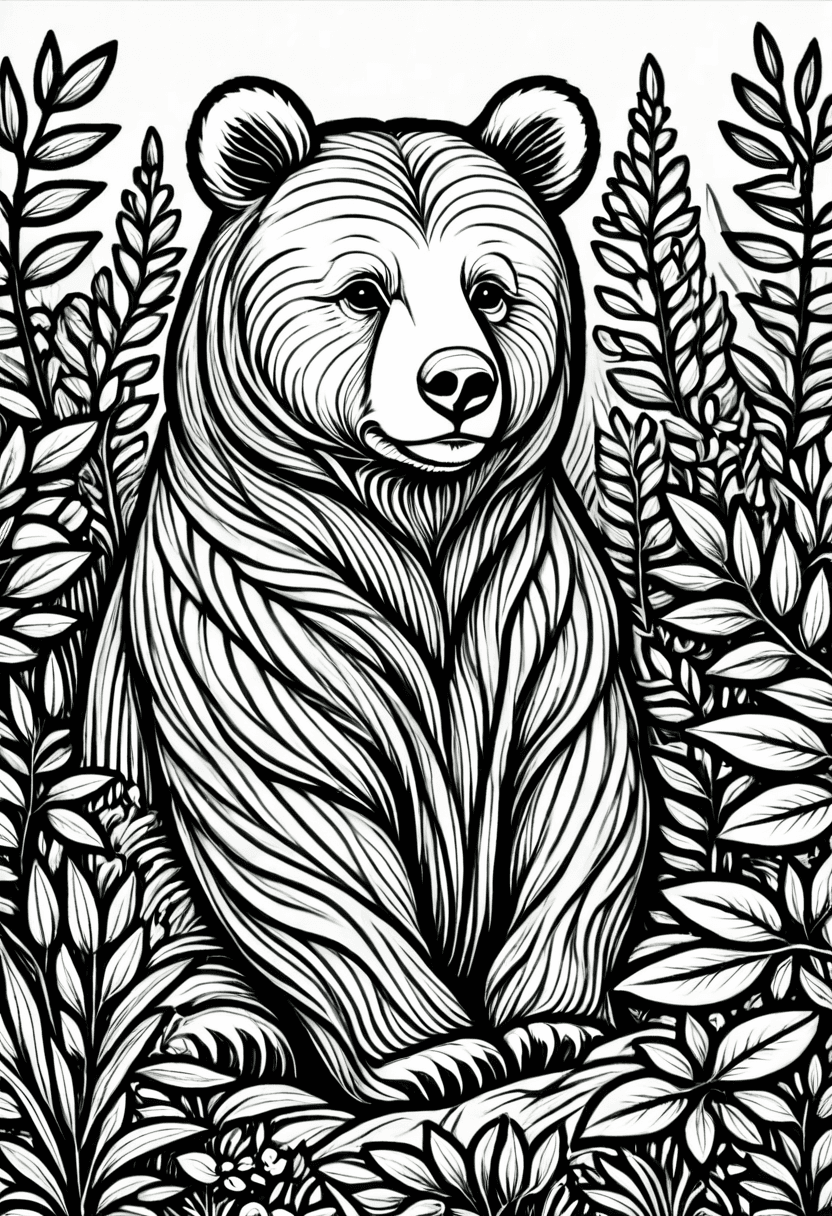 Bear in the Wild — free printable coloring page to download and print