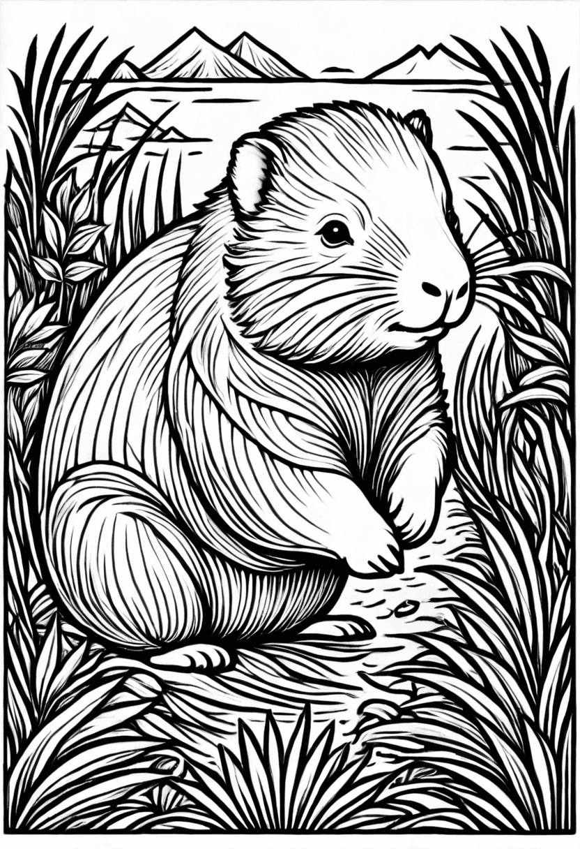 Beaver in the Wild — free printable coloring page to download and print