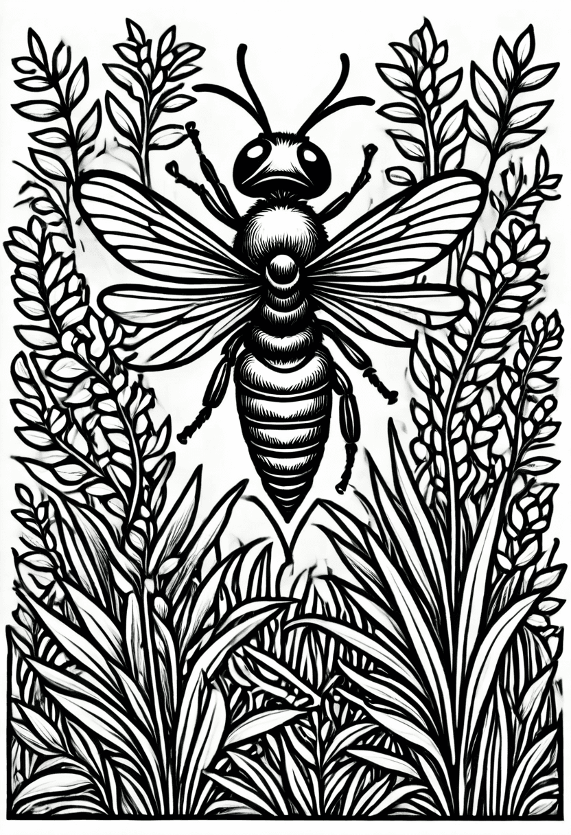 Bee in Bloom — free printable coloring page to download and print