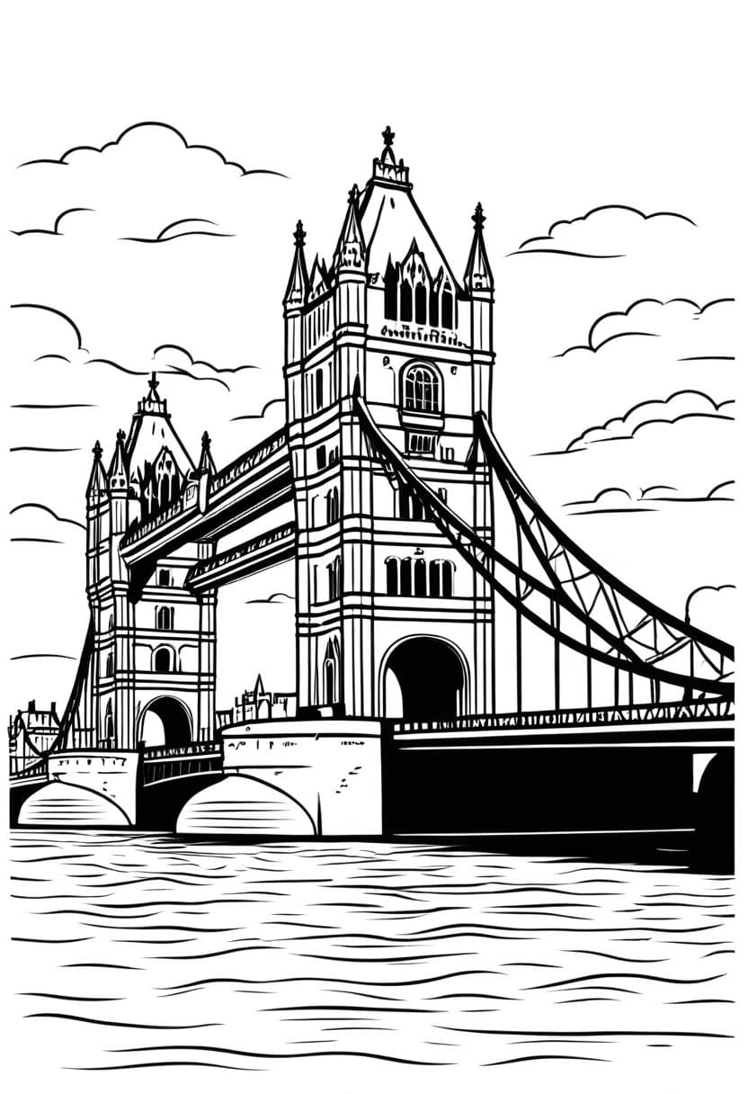 Big Bens Bridge — free printable coloring page to download and print