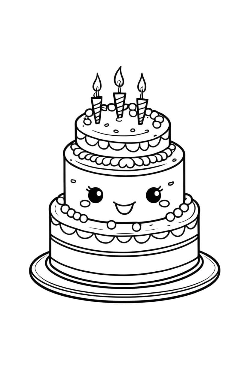 Birthday Cake — free printable coloring page to download and print