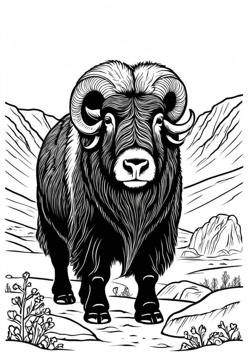 Bison in the Wild — free printable coloring page to download and print