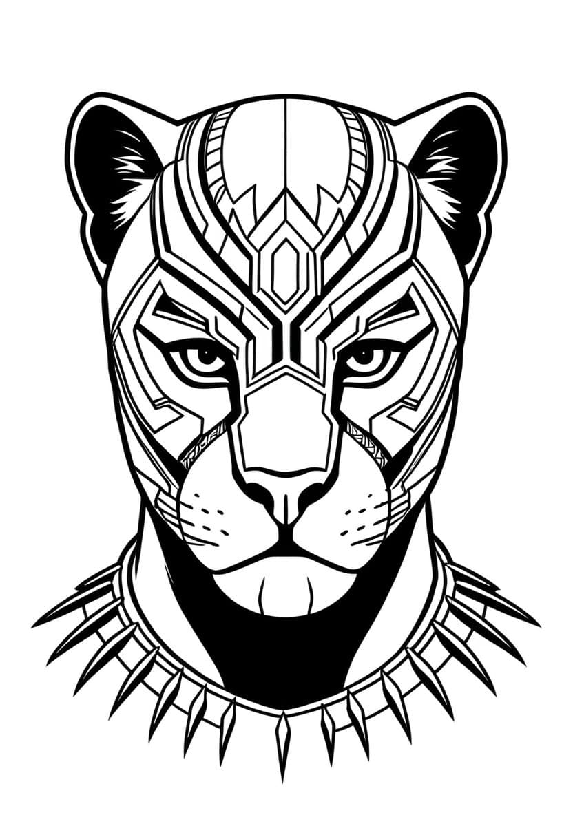 Black Panther Logo — free printable coloring page to download and print