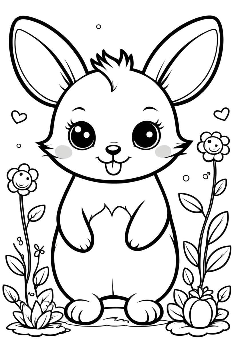 Bouncy Bunny Picnic — free printable coloring page to download and print