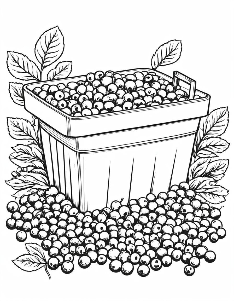 Bountiful Berry Harvest — free printable coloring page to download and print