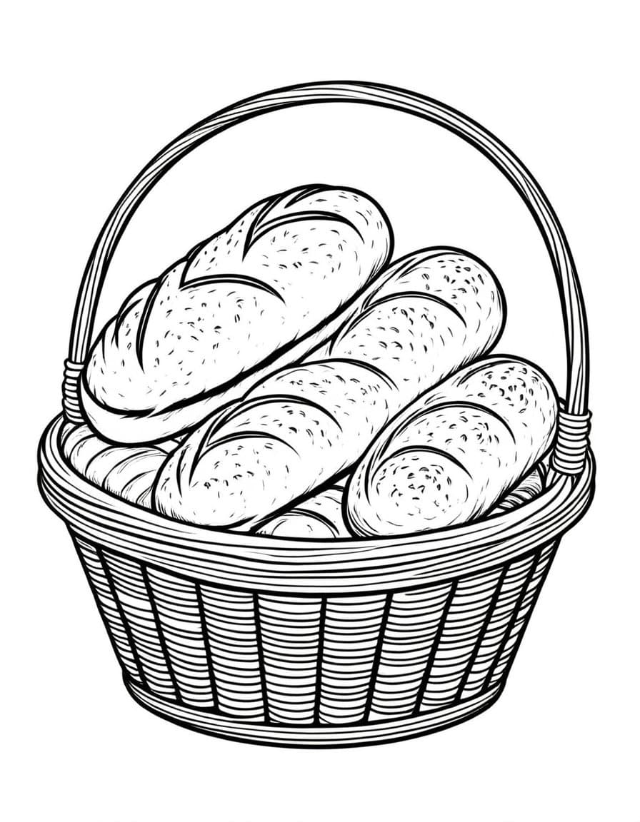Bread Basket Delights — free printable coloring page to download and print