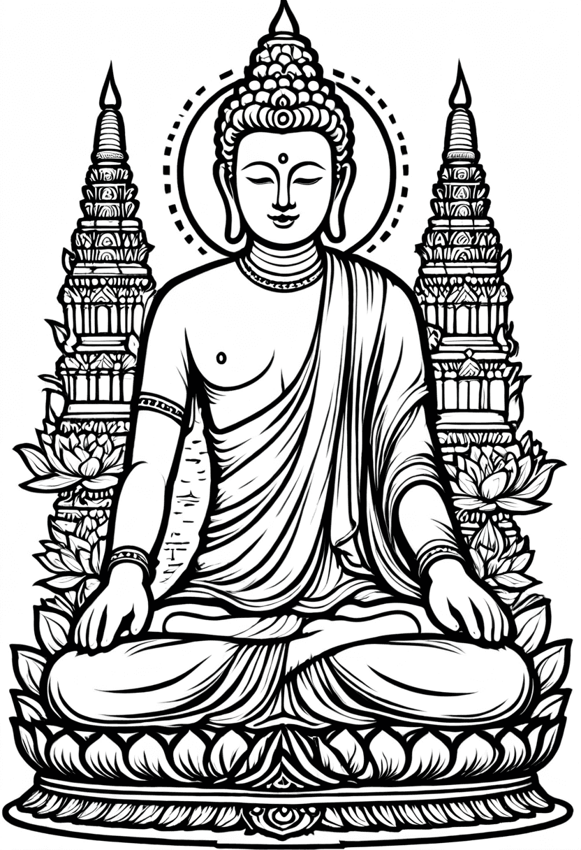 Buddha Meditation — free printable coloring page to download and print