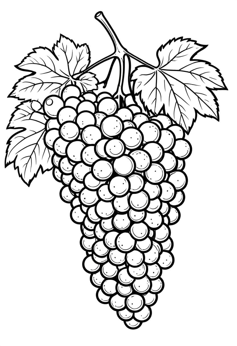 Bunch of Grapes — free printable coloring page to download and print