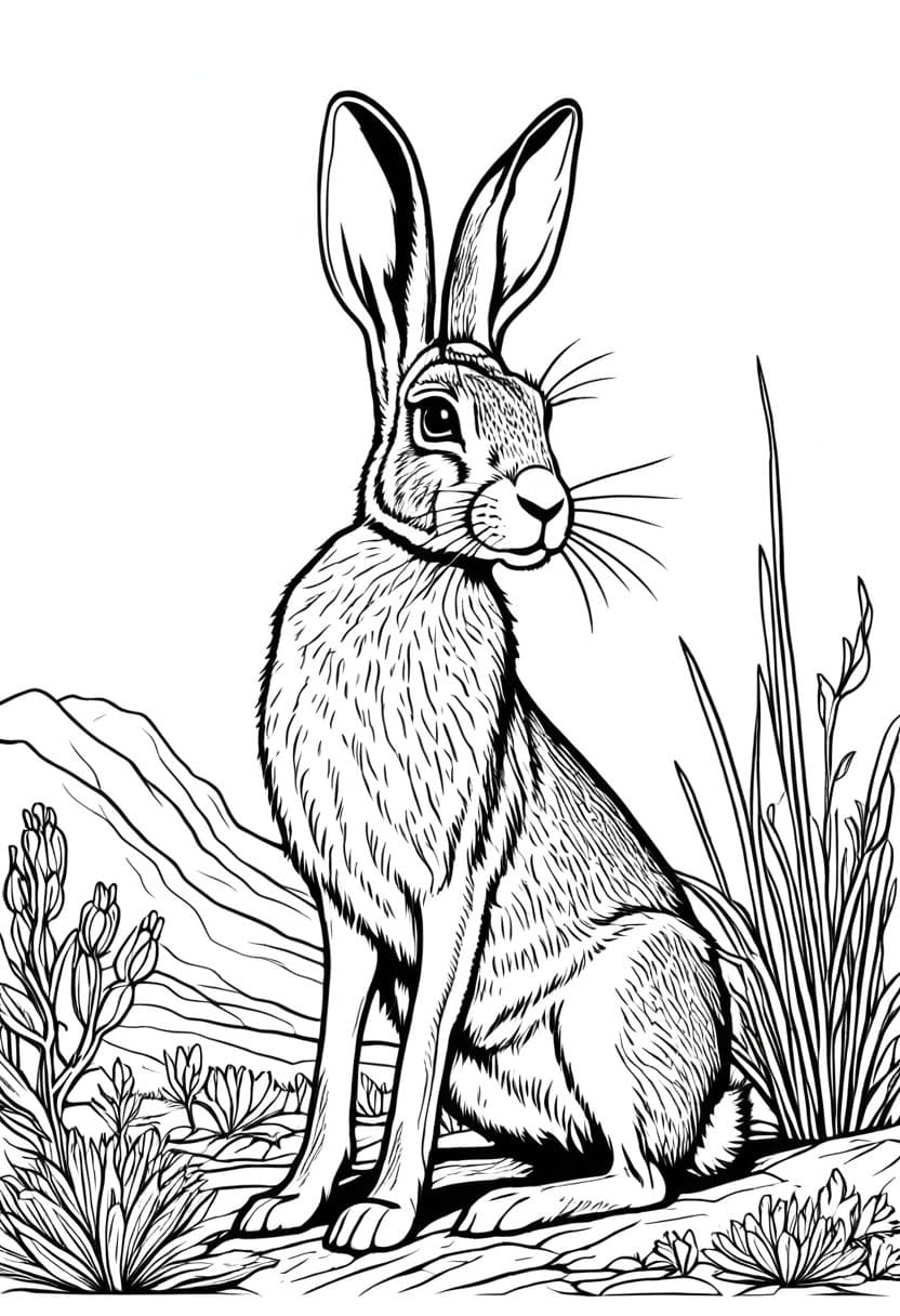 Bunny in the Wild — free printable coloring page to download and print