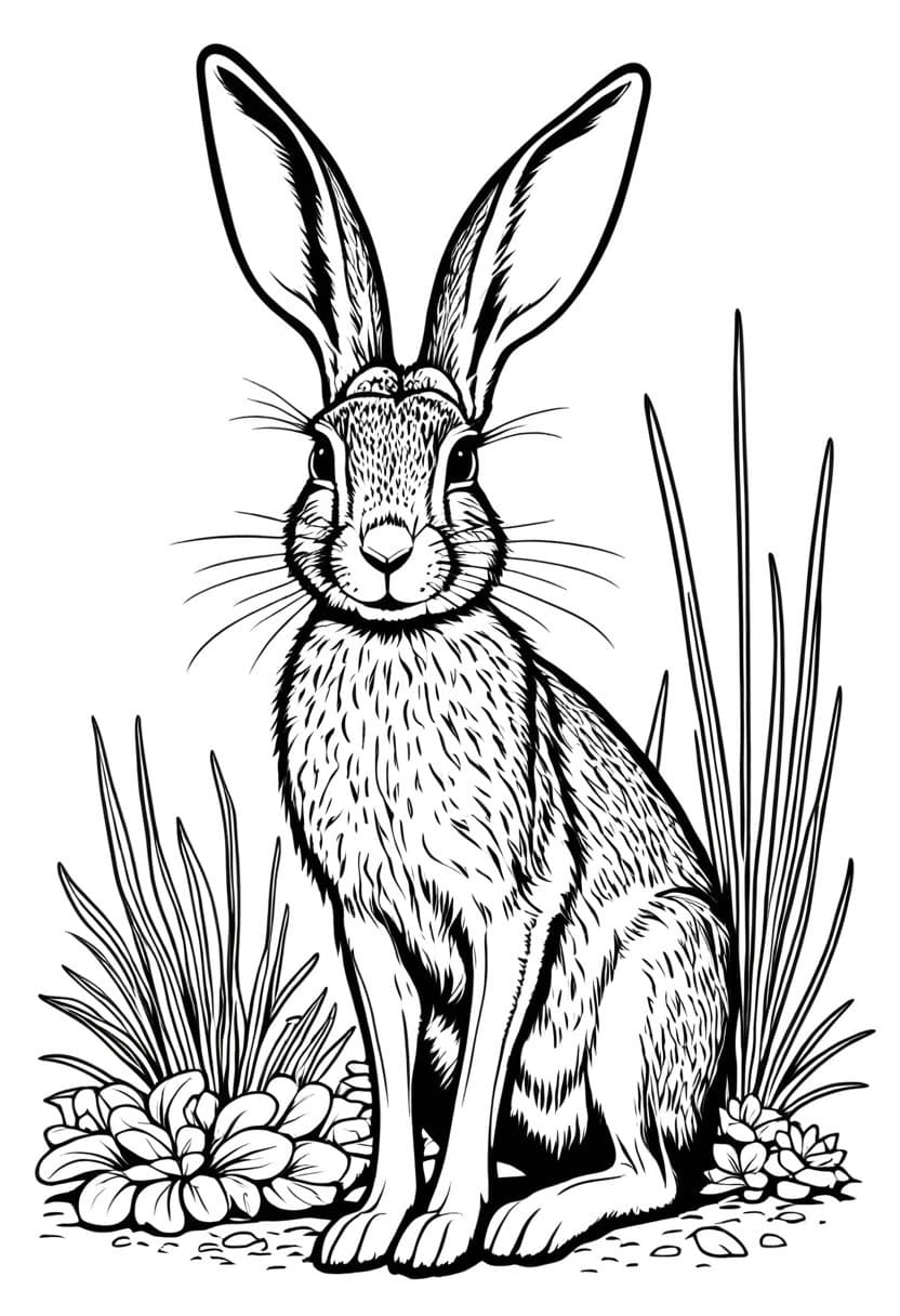 Bunnys Springtime Adventure — free printable coloring page to download and print