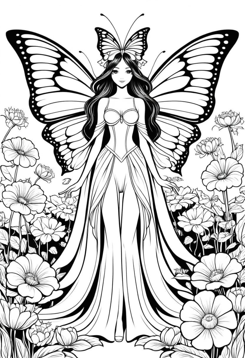 Butterfly Witchs Garden — free printable coloring page to download and print