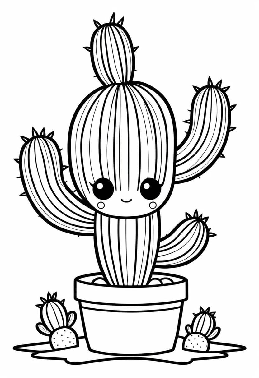 Cactus Chibi — free printable coloring page to download and print