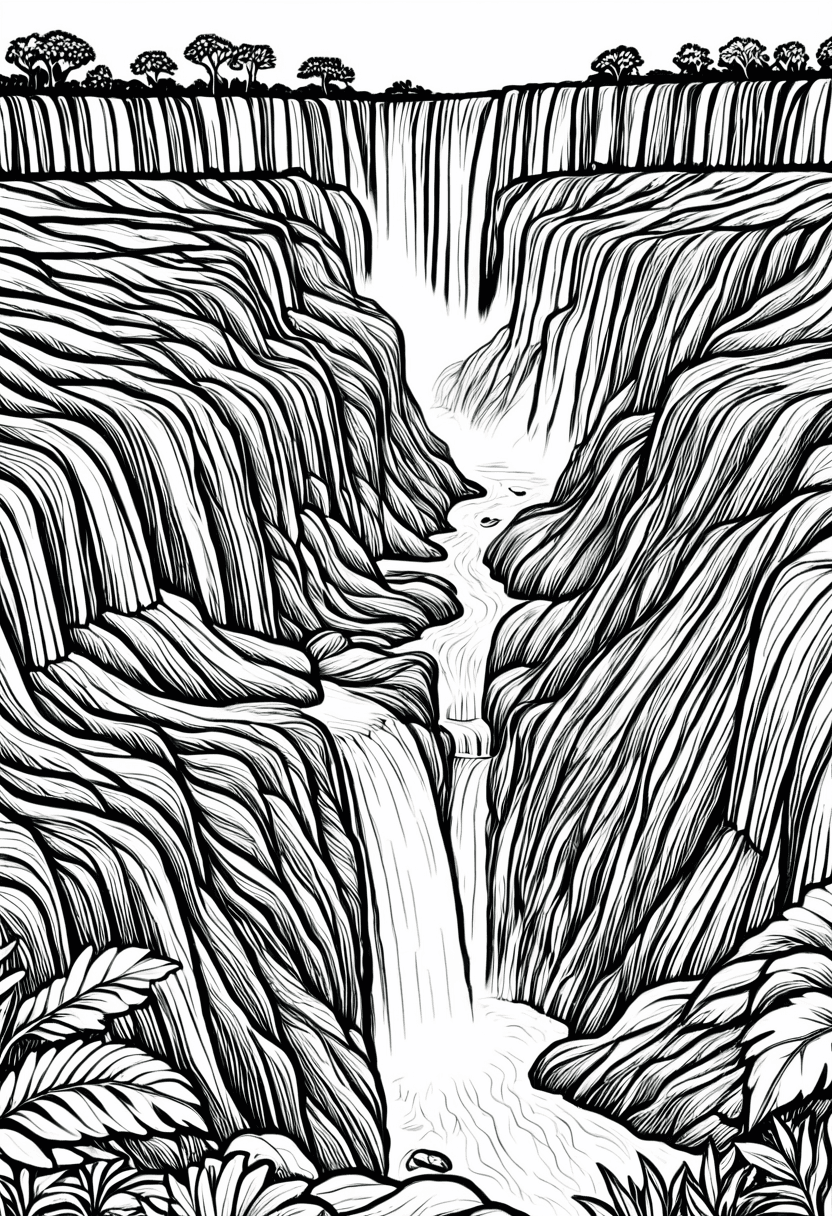 Canyon Ecosystem — free printable coloring page to download and print