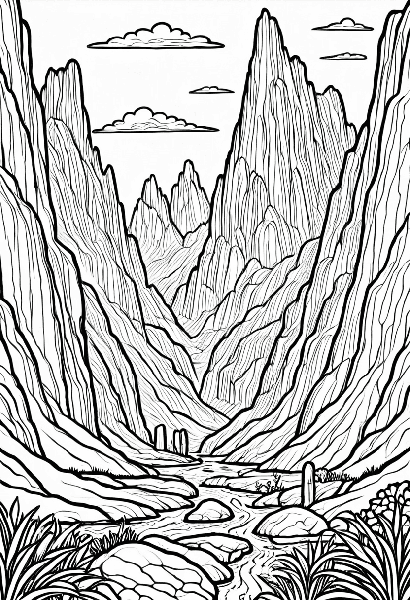 Canyon Expedition — free printable coloring page to download and print