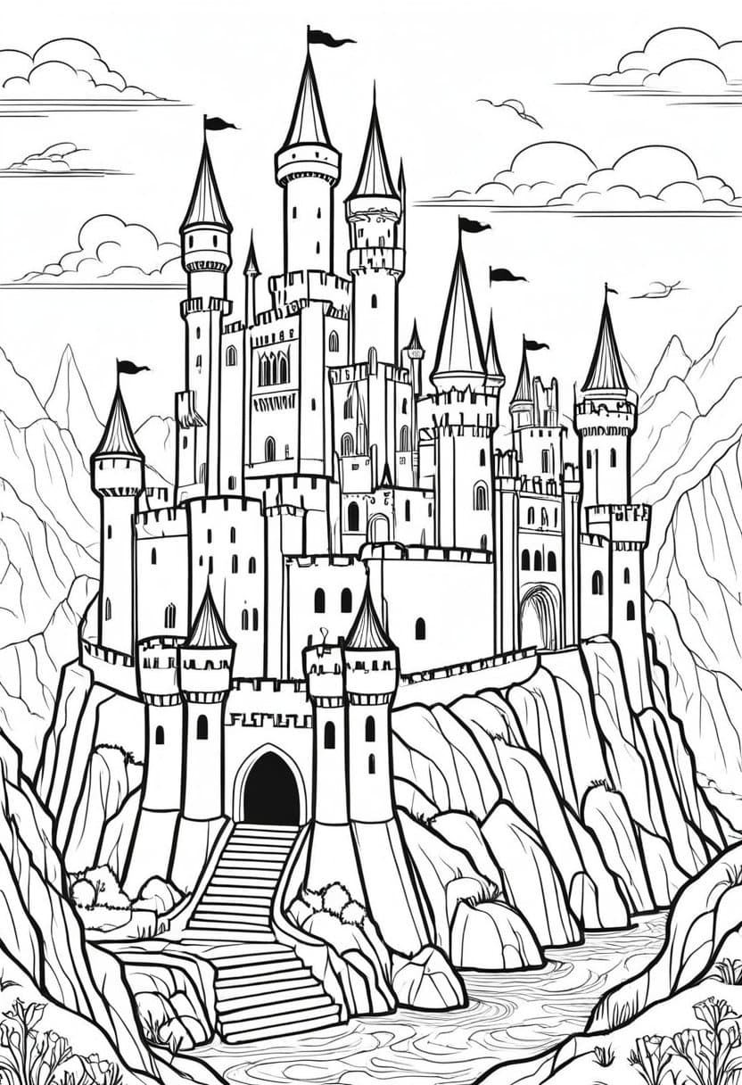 Castle Adventure — free printable coloring page to download and print