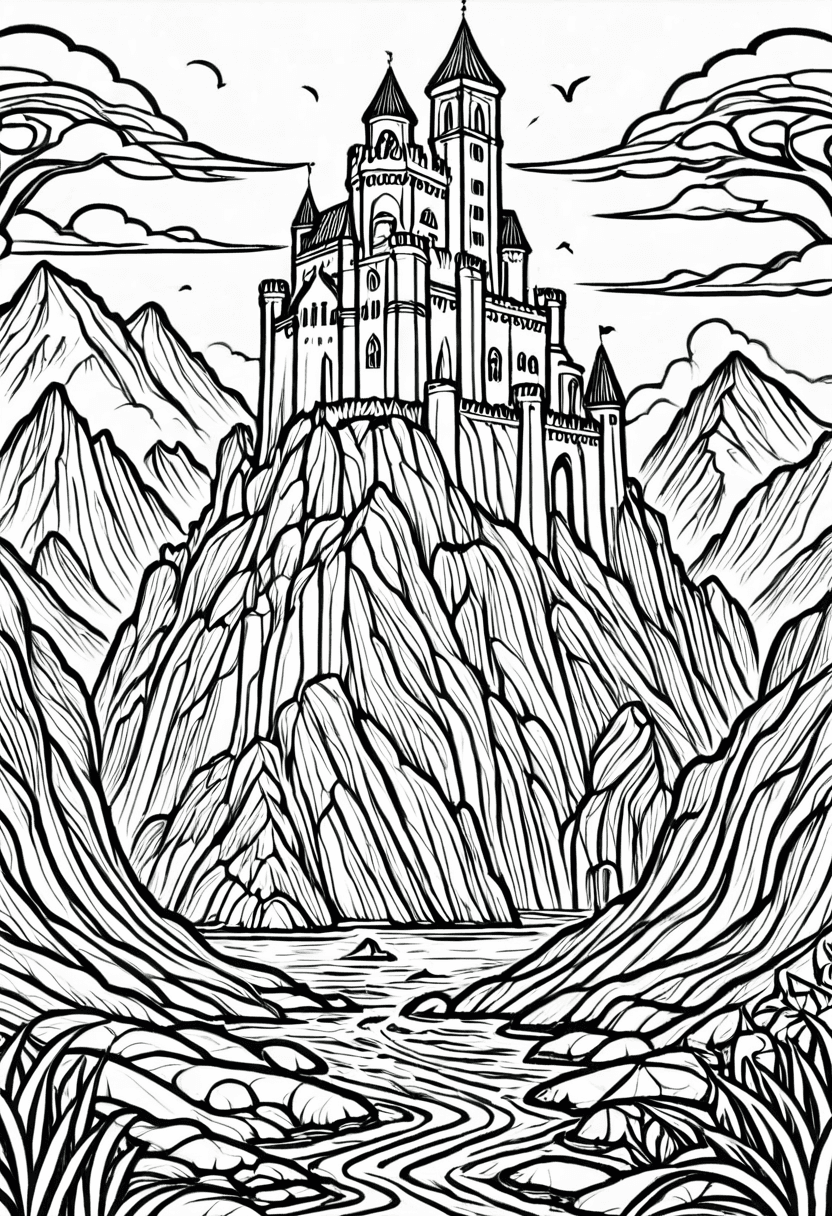 Castle Dreamscape — free printable coloring page to download and print