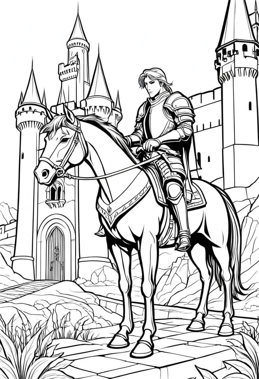 Castle Knight — free printable coloring page to download and print