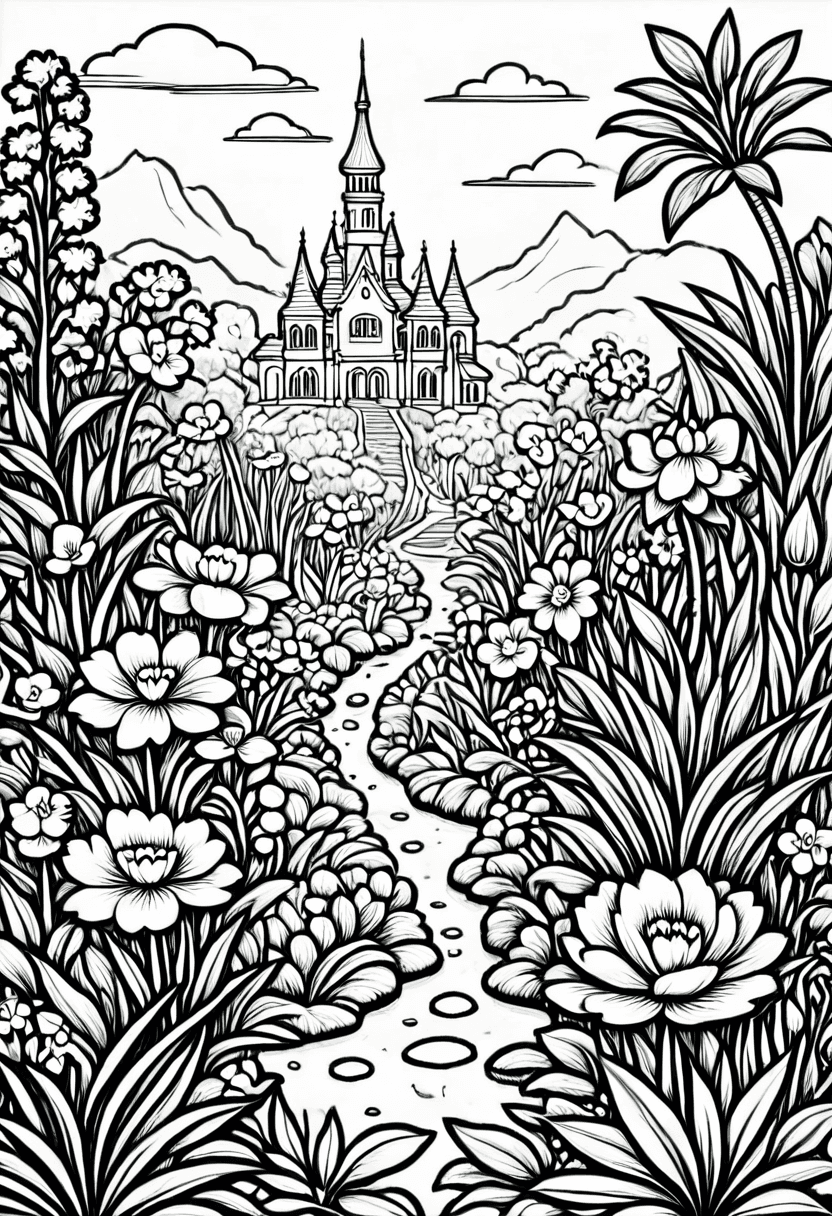 Cathedral in the Wild — free printable coloring page to download and print
