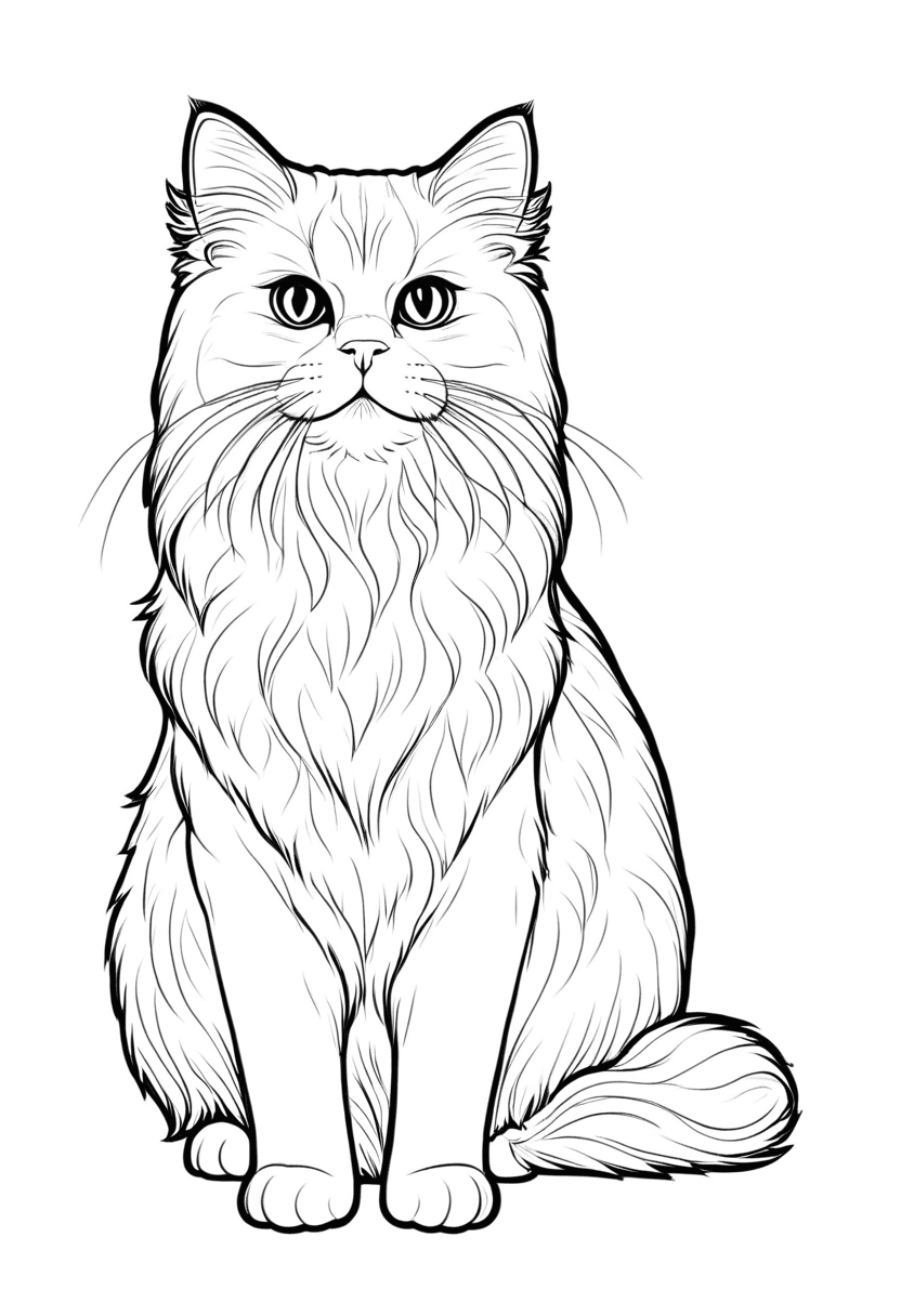 Charming Cat Companion — free printable coloring page to download and print