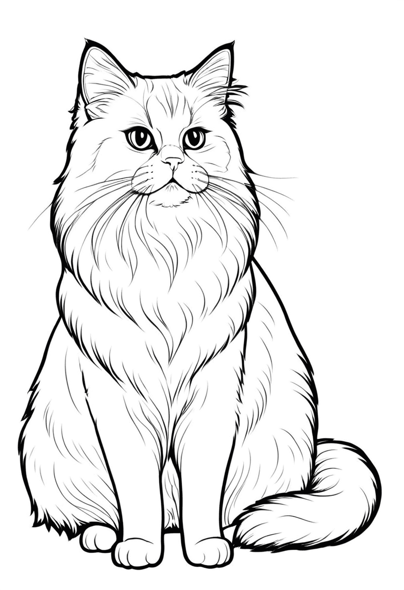 Charming Cat Profile — free printable coloring page to download and print