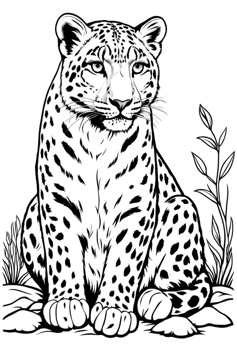 Cheetah in the Wild — free printable coloring page to download and print
